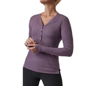 ATHLETA Uptempo Signature Ribbed Henley Top Regal Plum Dark Sky Plus Size 2X